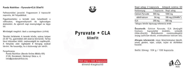 A Pyruvat + CLA Slimfit kapszula tulajdonságai