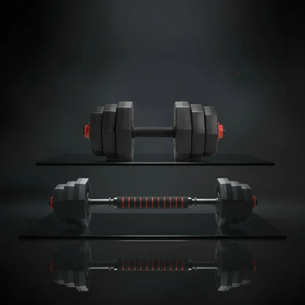 A súlyzószett kisebb és nagyobb darabja egymás alatt