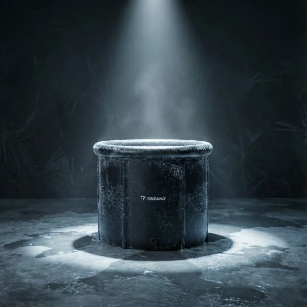 A Trizand hidegvizes merülő dézsa profi stúdió környezetben, jeges, téli effektekkel