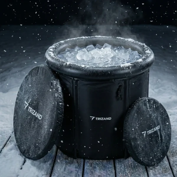 A Trizand hidegvizes merülő dézsa feltöltve, két oldalán pedig egy kisebb és egy nagyobb fedő