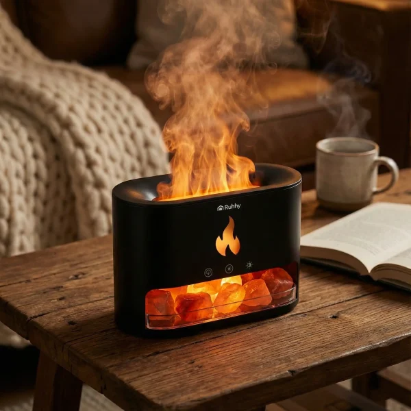 Az aromaterápiás párologtató egy nyugodt, otthonos örnyezetben, működés közben