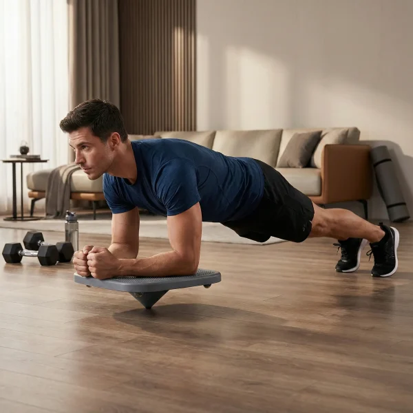 A pilates táblához tartozó egyensúlyozó deszka alkalmazása