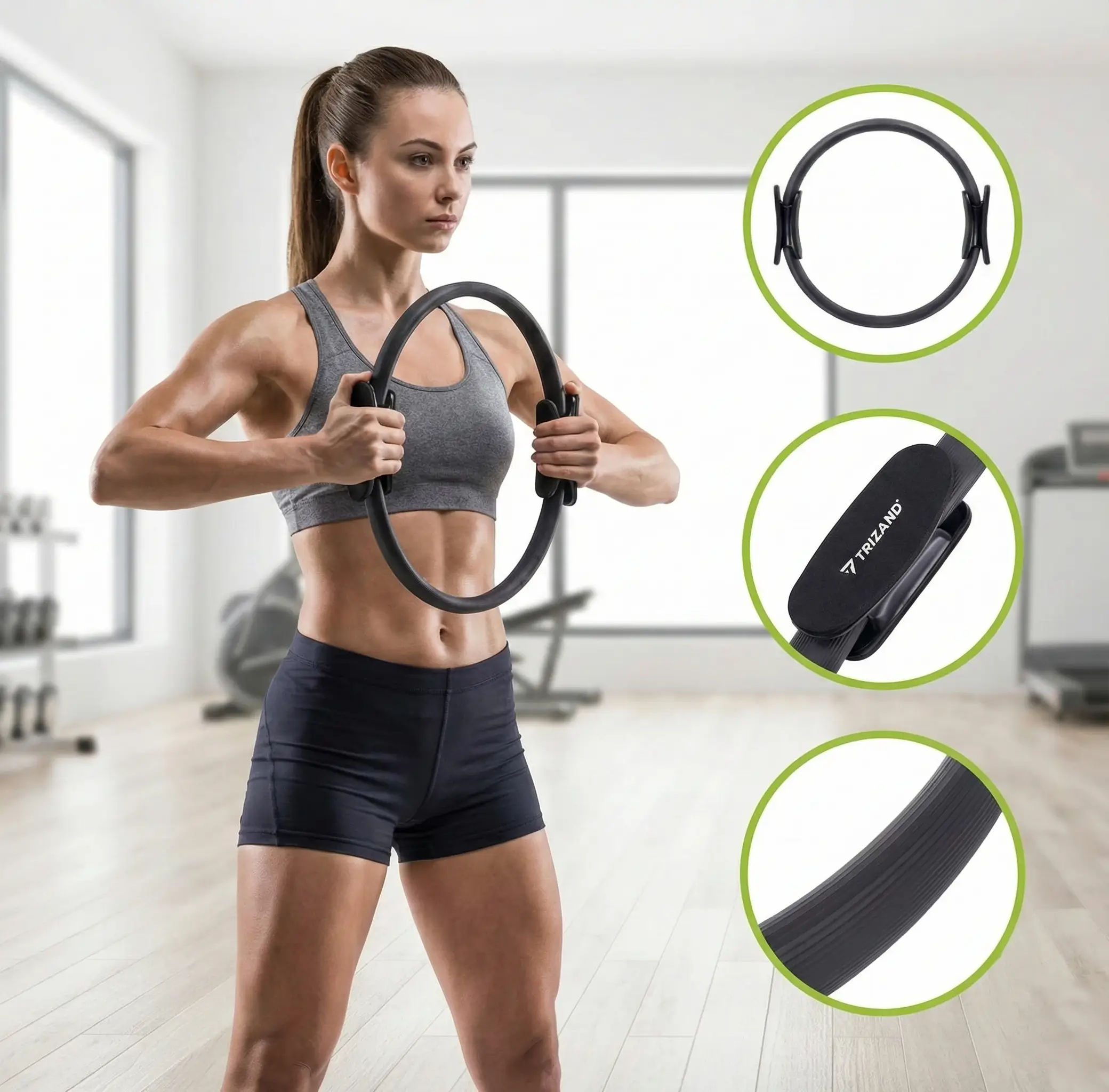 A Trizand pilates karika alkalmazásának bemutatása, valamint a karika fontosabb részletei makrofotókon