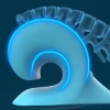 Sötét hátterű 3D-s illusztráció a prémium anatómiai nyaknyújtó párnára nehezedő nyaki gerincről